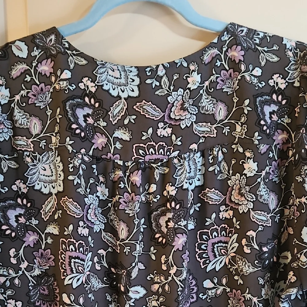 Torrid Black, Aqua and Purple Blouse - Picture 5 of 6